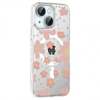 Joko Apple İphone 15 Floral Magsafe Kapak - Pembe