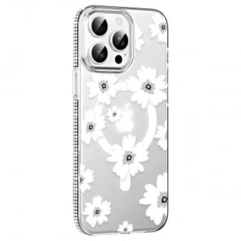 Joko Apple İphone 15 Pro Max Floral Magsafe Kapak - Beyaz