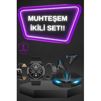Kablosuz Bluetooth Bağlantılı Kulaklık ve Dokunmatik Ekran Akıllı Saat Arama Cevaplama