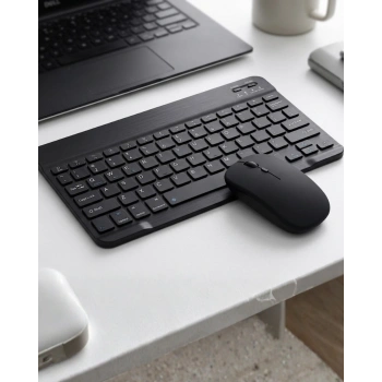Kablosuz Bluetooth Klavye Mouse Seti Wireless Sessiz İnce Tasarım Çoklu Uyumlu