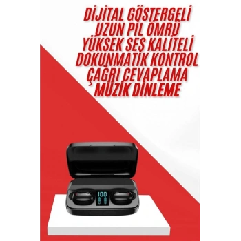Kablosuz Bluetooth Kulaklık Android ve İOS Uyumlu Led Göstergeli Powerbankli