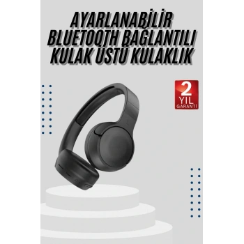 Kablosuz Bluetooth Kulaklık Kulak Üstü Ayarlanabilir Uzun Ömürlü