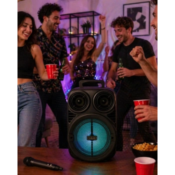 Kablosuz Karaoke Hoparlör Mikrofonlu RGB Işıklı 6.5 İnç Bluetooth Speaker Taşınabilir