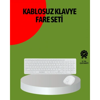 Kablosuz Klavye Mouse Seti Beyaz Q Klavye Tüm Cihazlara Uyumlu