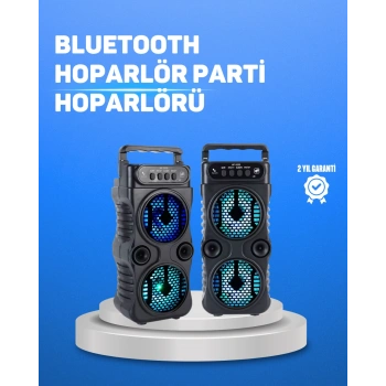 Kablosuz LED Işıklı Bluetooth Hoparlör – FM Radyolu, Mikrofon Girişli
