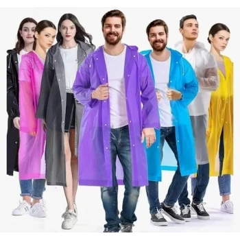Kadın Erkek Yağmurluk Kapüşonlu Çıtçıtlı Eva Raincoat (5324)