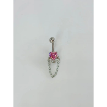 Kalp Detaylı Sallantılı Göbek Piercing - Pg0126