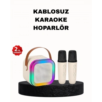Karaoke Hoparlör Taşınabilir Çift Mikrofonlu Ve Led Işıklı Bluetooth 5.0