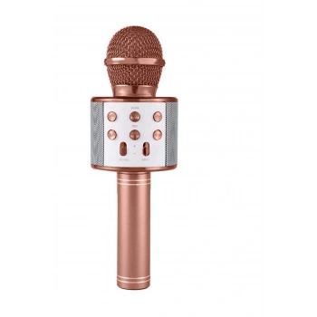Karaoke Mikrofonlu Hoparlör - Şarjlı -Bluetooth Rose Gold (5324)