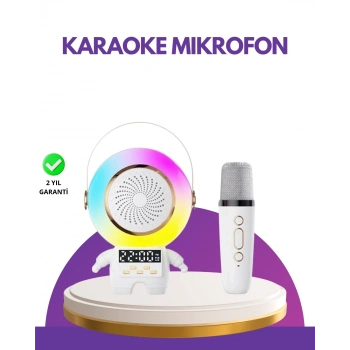 Karaoke Özellikli Astronot Bluetooth Hoparlör Kablosuz Mikrofonlu