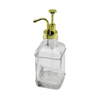 KARE CAM ŞİŞE - ŞEFFAF SIVI SABUNLUK 500ML POMPA - MUSLUK AYRIK MODEL BAŞLI (5324)