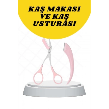 Kavisli Kaş Düzeltici Seti Kaş Makası ve Kaş Usturası Paslanmaz Çelik Bıçaklı