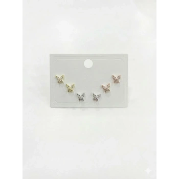 Kelebek Detaylı Altılı Küpe - Kp00607