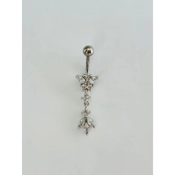 Kelebek Detaylı Sallantılı Göbek Piercing - Pg0165