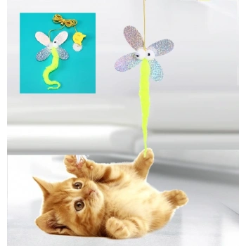Kelebek Model Elastik Kendinden Yapışkanlı Kedi Oyun Oltası