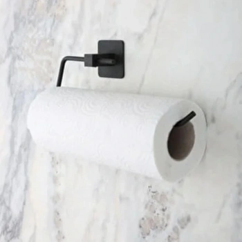 Kendiliğinden Yapışkanlı Siyah Paslanmaz Metal Rulo Havluluk Aparat (5324)