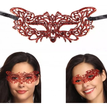 Kırmızı Dantel Masquerade Maskesi 9 No