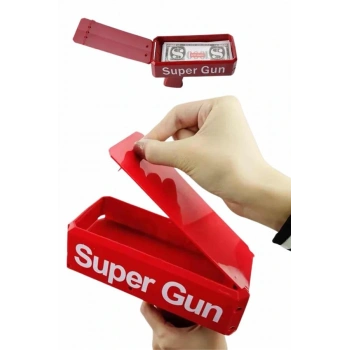 Kırmızı Parti Oyuncağı Para Saçma Fırlatma Tabancası Makinesi Super Money