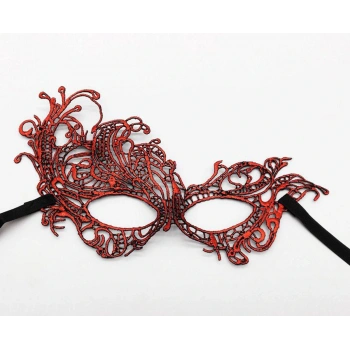 Kırmızı MevcutDantel Örgü İşlemeli Parti Maskesi Model 1