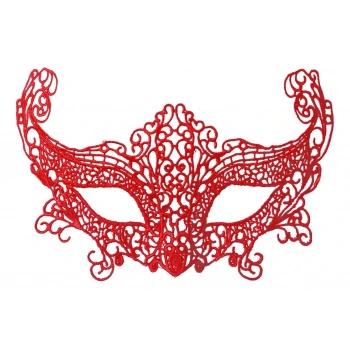 Kırmızı MevcutDantel Örgü İşlemeli Parti Maskesi Model 3