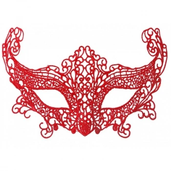 Kırmızı Renk Dantel Örgü İşlemeli Parti Maskesi Model 3 (5324)
