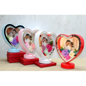 Kişiye Özel Fotoğraf Alanlı Kalpli Led Çerçeve Model 2