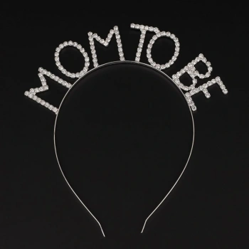 Kristal Taşlı Gümüş Renk Mom to Be Tacı Anne Tacı (5324)