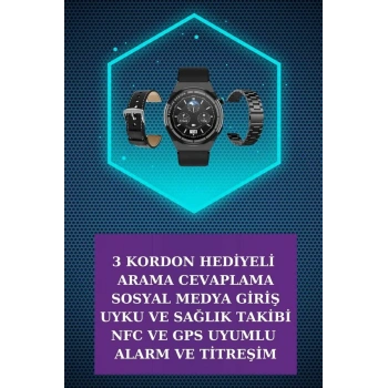 Kulak İçi Kablosuz Bluetooth Kulaklık ve NFC ve GPS Özellikli Akıllı Saat Alarm ve Titreşim