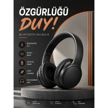 Kulak Üstü Bluetooth Kulaklık Ayarlanabiilir Uzun Pil Ömrü Kablosuz 5.0 Bluetooth