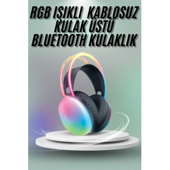 Kulak Üstü Kablosuz Bluetooth Kulaklık Unısex Renkli Işıklı Kulaklık