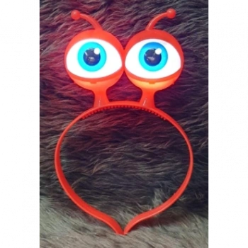 Led Işıklı & Pilli Uzaylı Göz Parti Tacı Kırmızı Renk