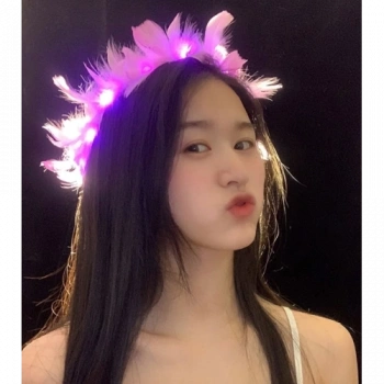 Led Işıklı RGB 3 Fonksiyonlu Otrişli Parti Tacı Pembe Renk