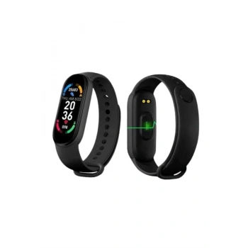 M6 Akıllı Bileklik Siyah Adımsayar Spor Takibi Android ve İOS Uyumlu
