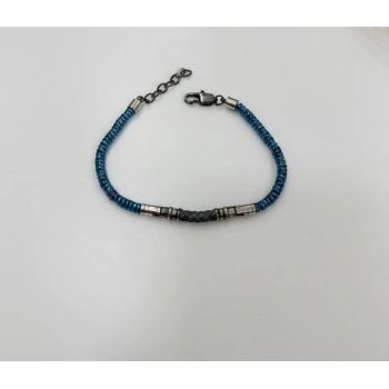Mavi Çelik  Erkek Çelik Bileklik Boy 18+3 Cm / En 0.4 Mm  - Ebl0035