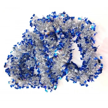 Mavi Gümüş Renk 4 cm Genişlik Garland Çift Renk Sim Süs 180 cm (5324)