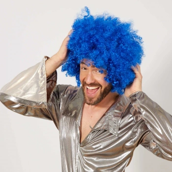 Mavi Renk Kıvırcık Afro Bonus Peruk (5324)