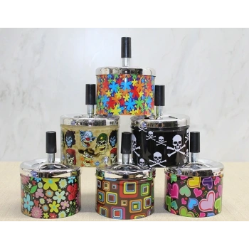 Metal Renkli Basmalı Küllük Yuvarlak