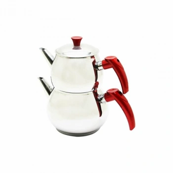 MİNİ 2LT KÜÇÜK BOY KÜRE ÇELİK ÇAYDANLIK SETİ - ÜST: 0.75LT - ALT: 1.4LT (5324)
