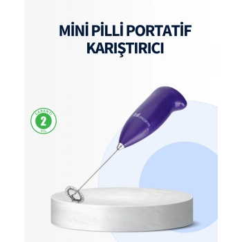 Mini Pilli Portatif Karıştırıcı – Cappuccino, Latte, Frappe Ve Kahve Köpürtücü
