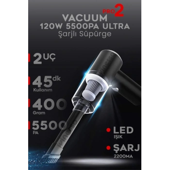 Mini Vakumlu Type C Şarjlı Araç Süpürgesi El Süpürgesi Şarjlı Çok Fonksiyonlu 5500 Pa