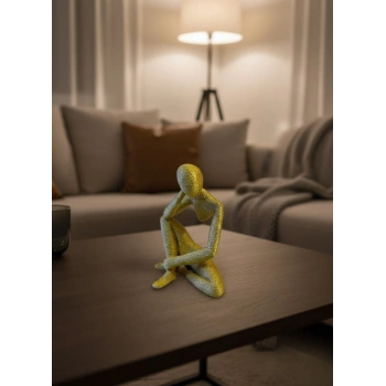 Minimal Sarı İnsan Figürü Biblo Ev Ve Ofis Dekoru