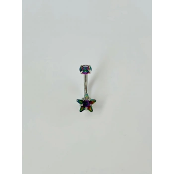 Mistik Topaz Taşlı Yıldız Detaylı Göbek Piercing - Pg0038