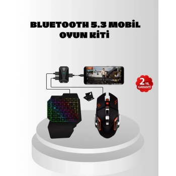 Mobil Gaming Oyun Seti 5in1 X8 Pro Çipset Rgb Klavye Mouse Telefon Tutucu