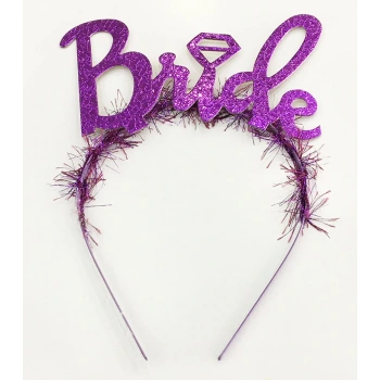 Mor Renk Bekarlığa Veda İtalik Yazı Alyanslı Bride Taç (5324)