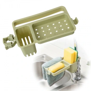 Musluğa Takılan Sünger Havlu Askılı Sabun Hazneli mutfak Banyo Lavabo Düzenleyici Organizer (5324)