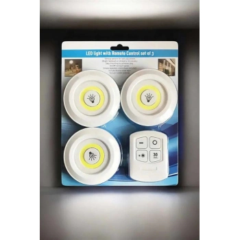 Mutfak Dolap Altı Işığı Uzaktan Kumandalı Yapışkanlı Kablosuz Pilli
