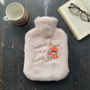 Mutlu Robot Hayvan Figürlü Pembe Peluş Sıcak Su Torbası 1 Lt – Yumuşak Kılıf, Uzun Süre Sıcak Tutan Termal Su Torbası (5324)