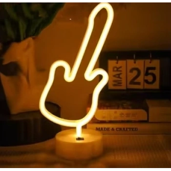 Neon Gitar Masa Lambası Pil+usb