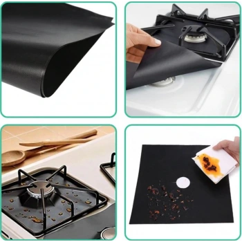 Ocak Koruyucu Folyo Yanmaz Yapışmaz 4'lü Set SiYAH (5324)