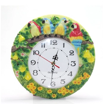 Papağanlı Polyester Duvar Saati
